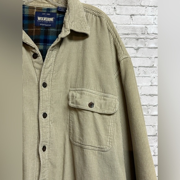 Wolverine Boots And Gear Mens XXL Corduroy Fleece Lined Shirt Jacket Tan Shaket - Picture 5 of 13